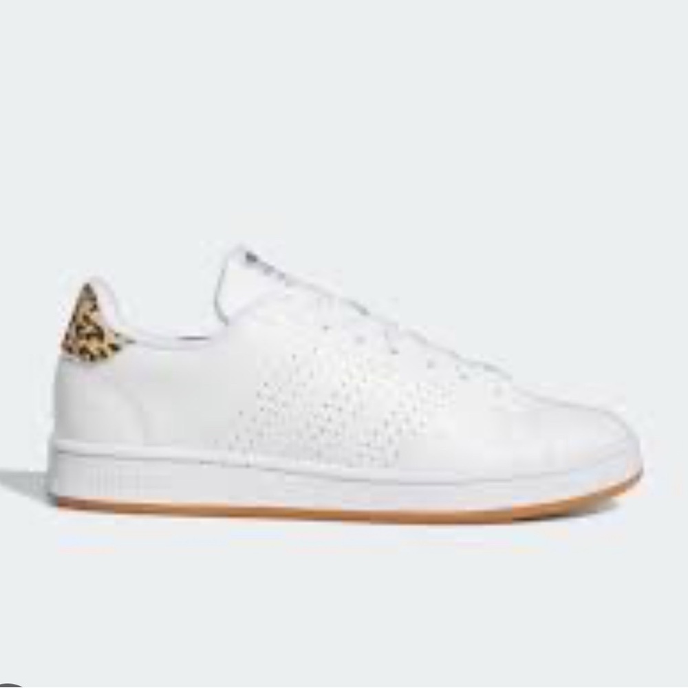 Adidas Women's Advantage White Sneakers with Leopard Accent